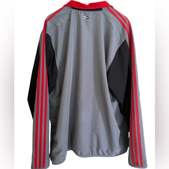 Vintage Adidas Sporty Gray Windbreaker Red Three Stripe Design Men’s Size XL - Picture 3 of 10